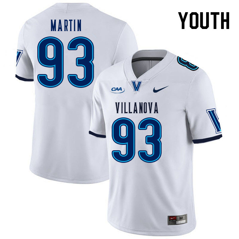 Youth #93 Capri Martin Villanova Wildcats College Football Jerseys Stitched Sale-White